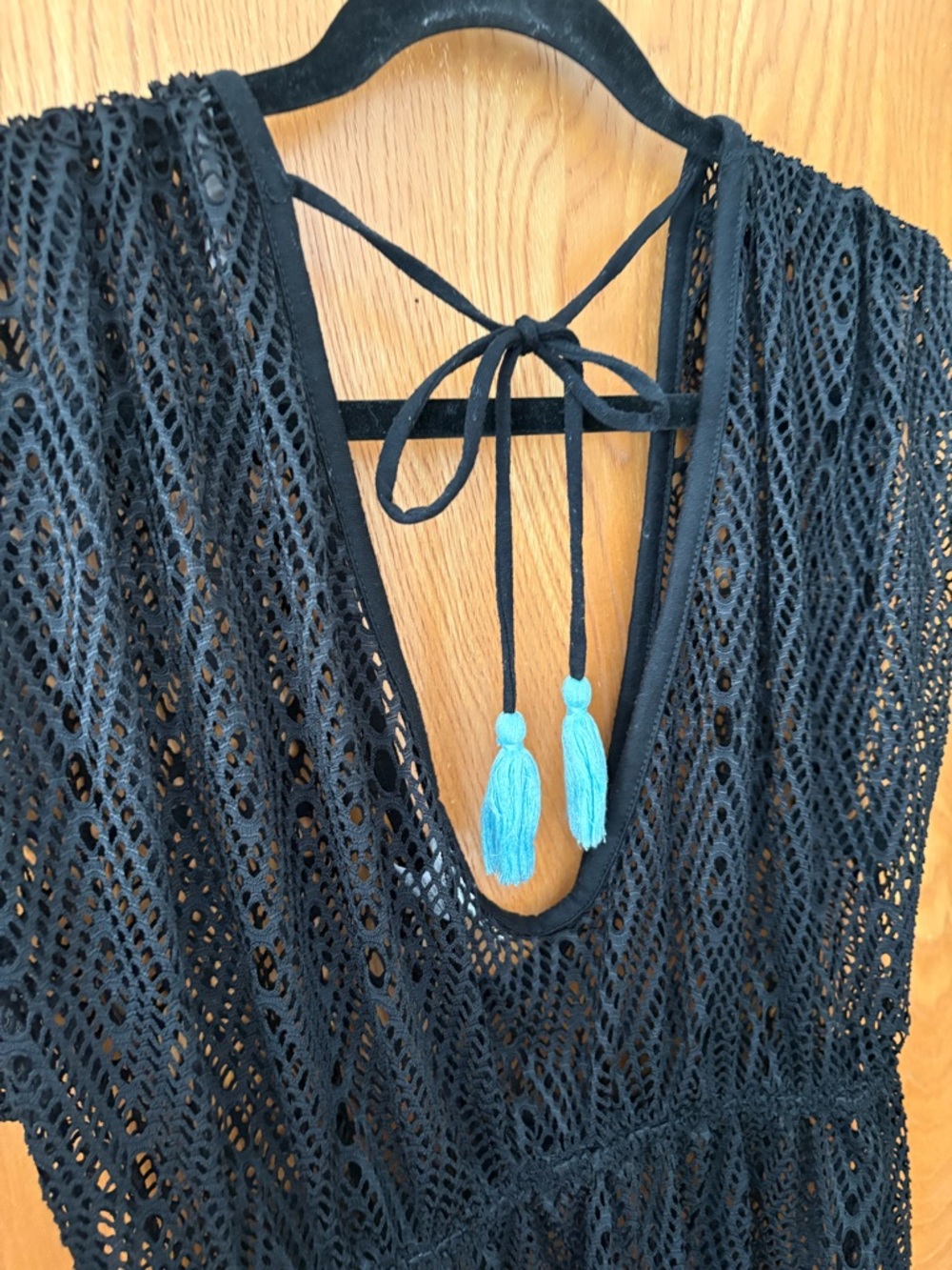 Miken Black Crochet Swim Coverup M - Picture 7 of 7